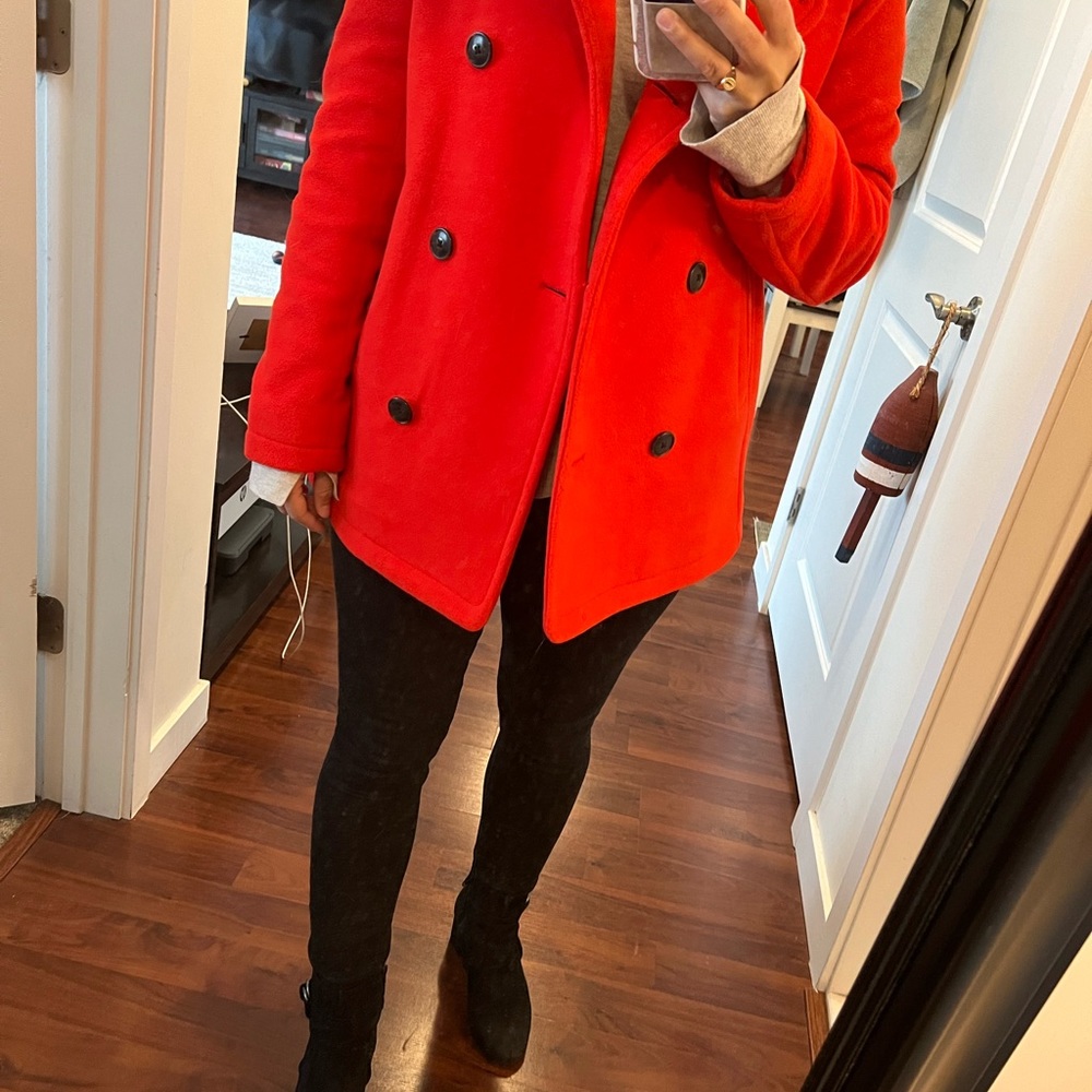 L.L. Bean fleece red peacoat Petite XS